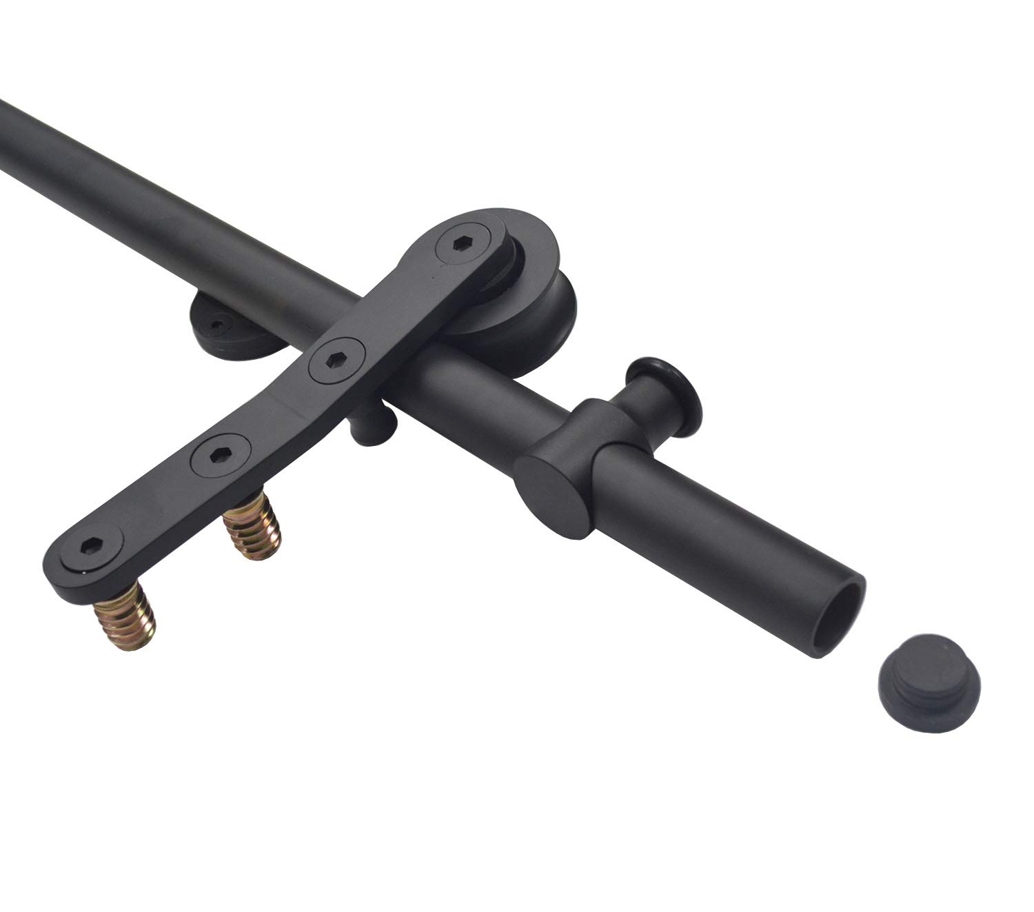 DIYHD 39 3/8" Black Steel Rolling Library Ladder Hardware Sliding Barn Style Track Kit(No Ladder,No Floor Roller)