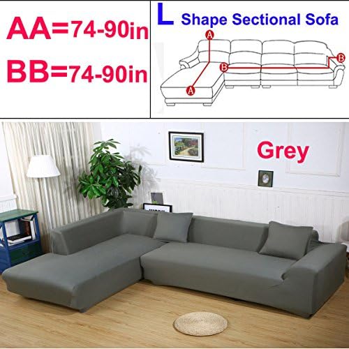 Taiyucover Anti-Skid Dustproof Sofa Slipcovers ;Armchair/2-Seater/3-Seater Sofa Covers; Sectional Corner L-Shaped Sofa Protector Decoration (Grey, L-Shaped Sofa(3-Seater Sofa + 3-Seater Sofa))