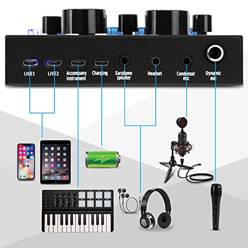 Pyle Bluetooth Mini Audio Interface Podcast Mixer Sound Card Live