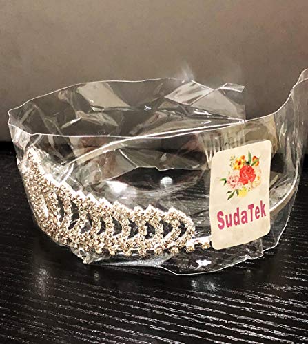 SudaTek Novelty Princess Tiara Sparkle Crystal Rhinestone Kid's Crown Birthday Glitter Tiara with Comb