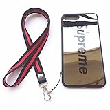 iPhone 7 Plus and 8 Plus Supreme Case,Wellfun Reflective Mirror Case Jumpman Cover with Soft Neck Lanyard.Shockproof Resistant Case for iPhone 7 Plus and 8 Plus Case 5.5 Inch (Black)