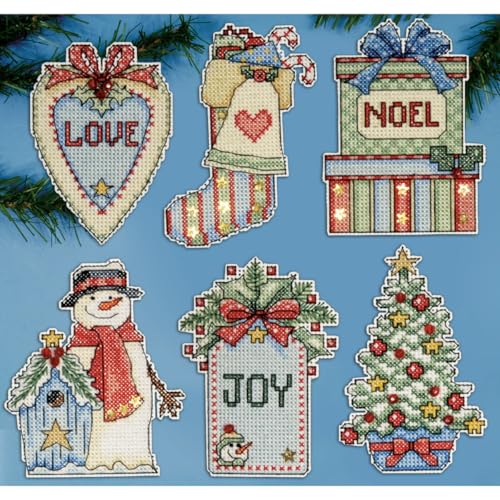 Country Christmas Counted Cross Stitch Ornament Kit - Makes Set of 6