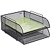 2 Tier Paper Letter Tray Desk Organizer with Bottom Support Frame Stackable Desktop File Document Organizer Metal Mesh Collection Office Desk Accessories with 3Pcs File Folders,Vertical Black