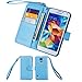 Wisdompro Case for Galaxy S5, PU Leather Flip Folio Wallet Case Protective Phone Cover with Credit Card Holder Slots, Wrist Strap and Magnetic Closure for Samsung Galaxy S5 - Blue