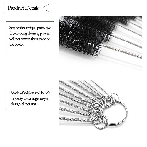 STONCEL Nylon Tube Brush Sets of 22 for Cleaning, Pipe Cleaner Brush set flexible long Straw Glasses, Keyboards,Jewelry Cleaningï¼ˆWhite/Black/Greenï¼‰