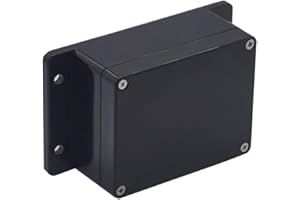 Raculety Project Box IP65 Waterproof Junction Box ABS Plastic Black Electrical Boxes DIY Electronic Project Case Power Enclosure with Fixed Ear, Black4.53 x 3.54 x 2.17 inch