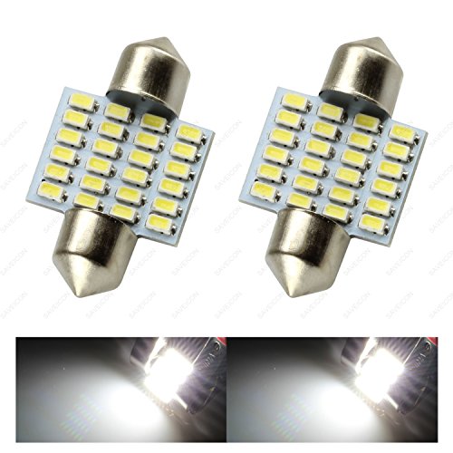 SAWE - Extremely Bright EX Chipsets 1.25 inches 3014 31mm 24-SMD DE3175 DE3021 DE3022 3175 LED Bulbs (2 pieces) (White)
