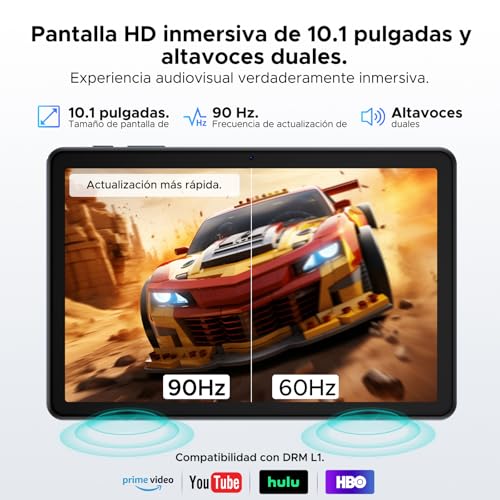 Luzglo P10 Tablet Android 16, Tablet 10 Pulgadas 48GB RAM+128GB ROM/2TB TF, Gemini AI, 90Hz Screen, 7000mAh, 5W OTG, 5G WiFi, Face ID, OTG, GPS, 3.5mm, Widevine L1, Tableta con Teclado y Lapiz, Gris