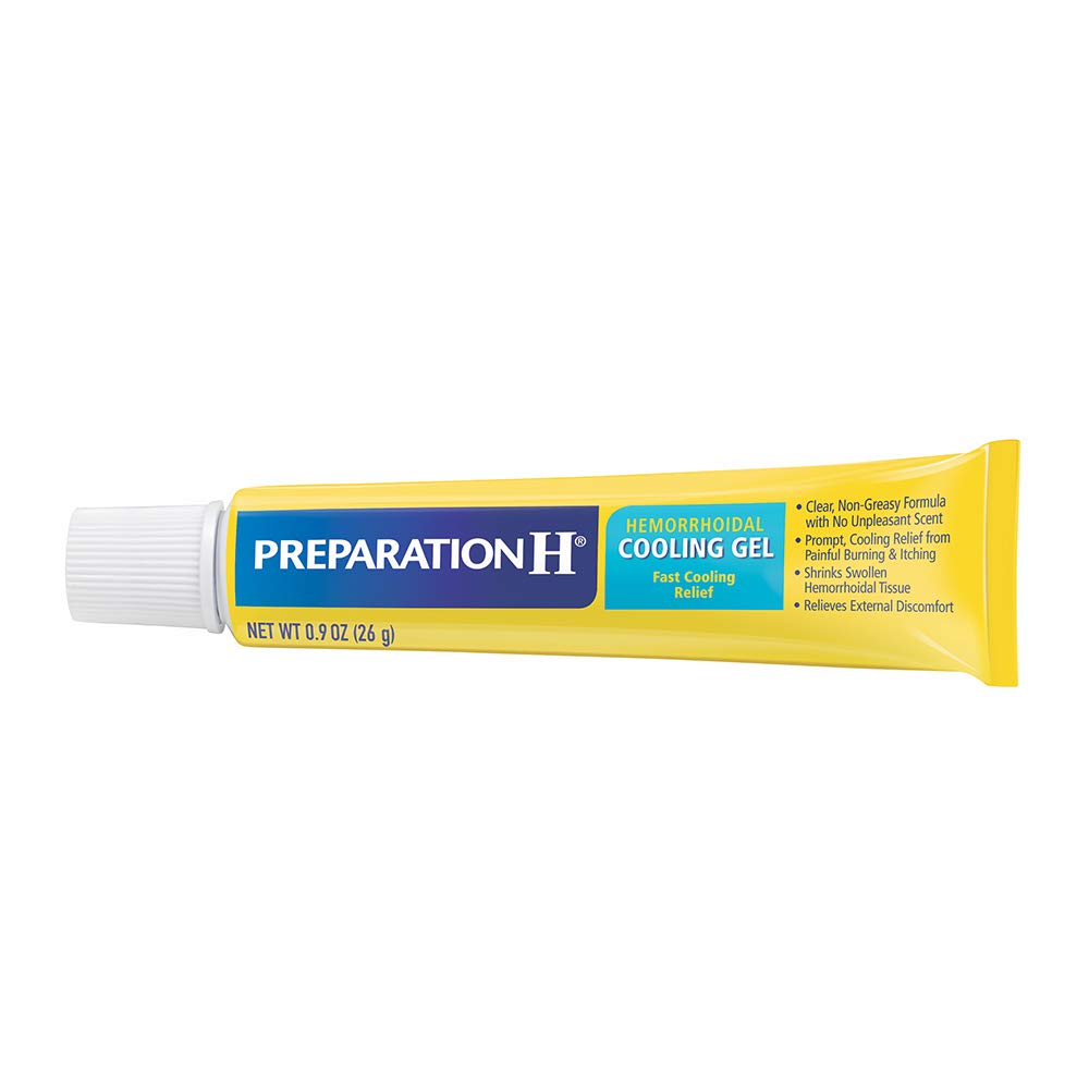 Preparation H (0.9 Ounce, 1 Tube per Box) Hemorrhoid Symptom Treatment Cooling Gel, Fast Discomfort Relief with Vitamin E and Aloe, Tube