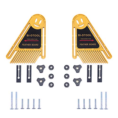 BI-DTOOL Double Featherboards, 2 Packs Adjustable Feather Boards For Table Saw Bandsaw Fence Router Table And Table Saw Fence, Woodworking Router Table Accessories, Band-saw Accessories