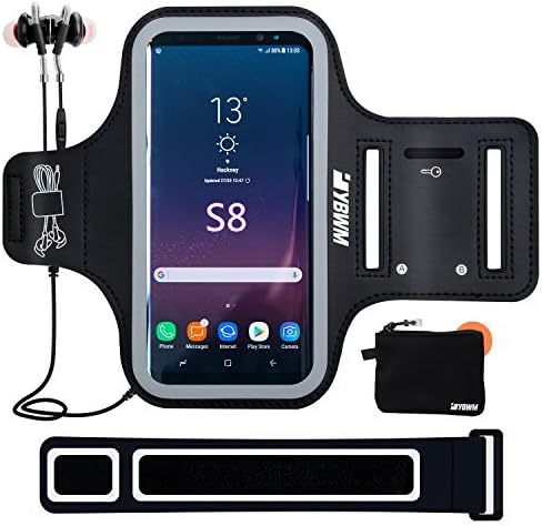 YBWM S9 Armband, Sport Armband Case Running Phone Armband Pouch for S8 iPhone 8 Plus Key Holder Screen Touch up to 5.8" Smartphone Black