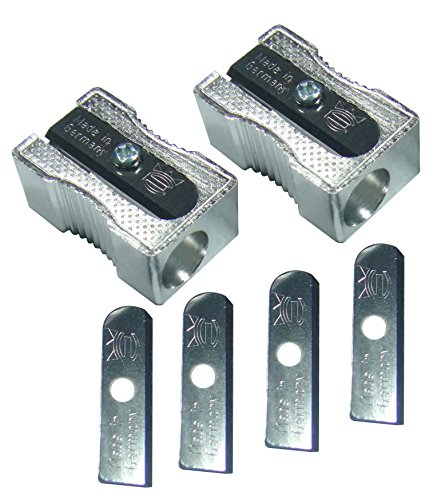 Eisen aluminum pencil sharpener 2 pcs,blades 4 pcs,with plastic c…