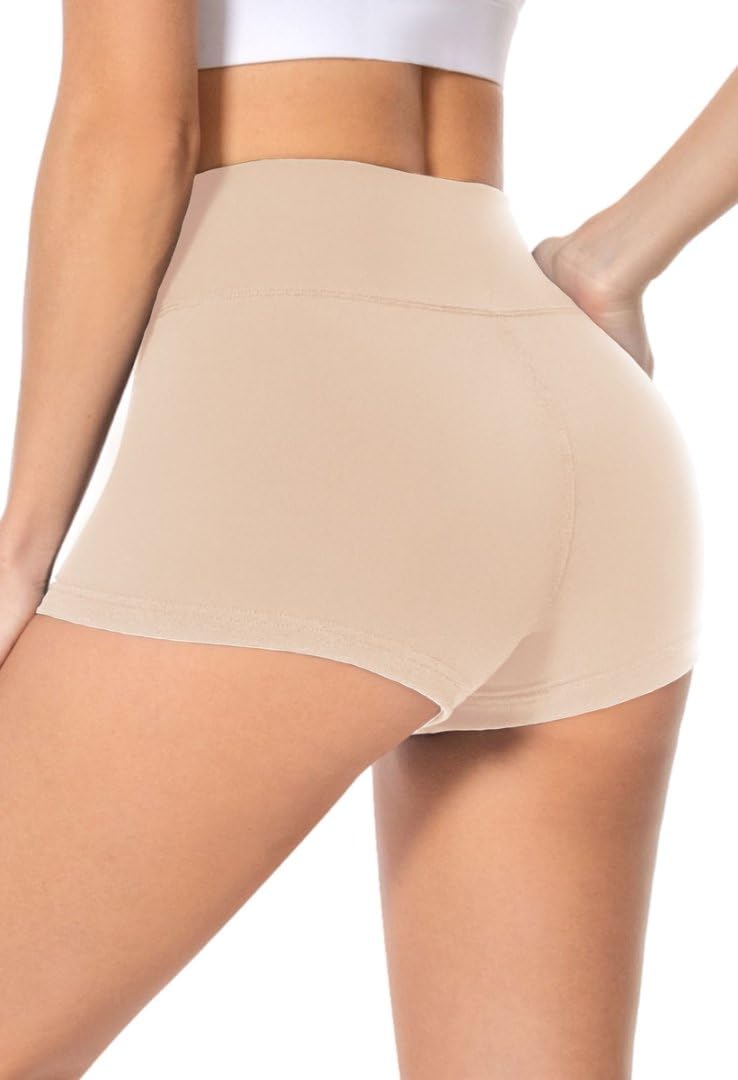 Photo 1 of Nude Spandex Booty Biker Shorts Women Short Under Dress Tummy Control Workout Sets Gym High Waist Running Summer