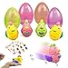 UNGLINGA Large Prefilled Wind Up Chicks Easter Eggs Basket Stuffers Decorations for Toddler Boys Girls Kids Gift LED Flashing Chicken Wings Toy Fillers Party Supplies with Stickers
