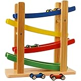Wooden Car Ramps Race - 4 Level Toy Car Ramp Race Track Includes 4 Wooden Toy Cars - My First Baby Toys - Toddler Race Car Ramp Toy Set is A Great Gift for Boys and Girls - Original - by Play22