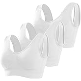 Memoryee Sports Bras Women 3 Pack Set Plus Size for Large Breasts Non Wired Inserts Washable Padded Push Up Vest Crop Top