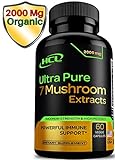 Organic Mushroom Supplement Extracts - Strong Immune System Booster & Brain Supplement Complex of Lions Mane Cordyceps Chaga Reishi Turkey Tail Maitake Shiitake Capsules - Stress Relief Memory Pills