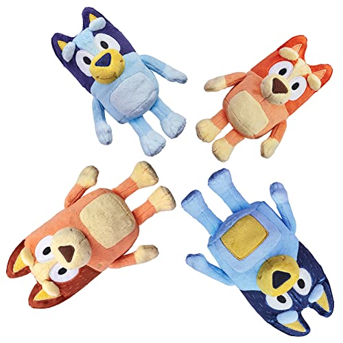 Bluey Heeler Family Stuffed Animal Set of 4, 7-8”, Soft, Bingo, Bandit, and Chilli Plush Figure Toys, Cuddly Plush Toys for Kids Ages 3+