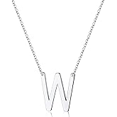 S925 Sterling Silver Sideways Initial Necklaces for Women, Dainty Hypoallergenic Sterling Silver Letter A-Z Pendant Necklace Silver Sideways Initial Letter Necklace for Women Girls Jewelry Gifts