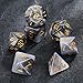 EBOOT Polyhedral 7-Die Dice Set for Dungeons and Dragons with Black Pouch (Black White)