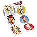 JPSOR 600pcs Superhero Stickers Funny Reward Express Paper Super Logo for Superhero Birthday Party Supplies(2 Rolls Total 600pcs)