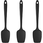 U-Taste Silicone Spoon Spatula Set of 3, 600&deg;F High Heat Resistant, Black | Silicone Spoons for Cooking, Food Grade Rubber Scraper Spatula Spoonula, Heatproof Kitchen Utensils Set for Nonstick Cookware