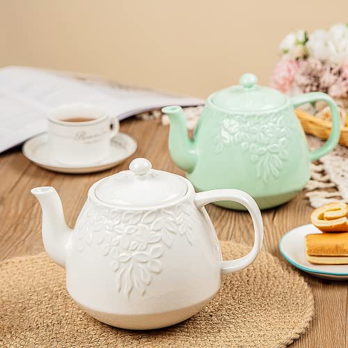 Toptier Leaf Teapot, Porcelain Tea Pot with Stainless Steel Infuser