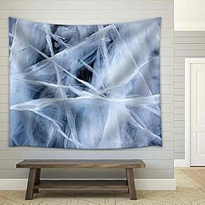 Texture of Ice of Baikal Lake in Siberia - Fabric Wall Tapestry Home Decor - 51x60 inches