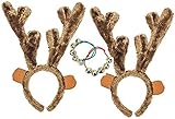 Set of 2 Plush Christmas Reindeer Antlers - with free JINGLE BELL bracelets