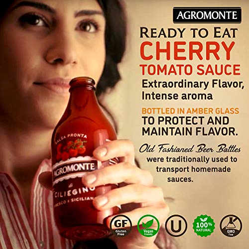 Agromonte Authentic Italian Cherry Tomato Pasta Sauce (Classic)- Taste of Italy Gourmet Foodie and Chef Gift - Ready to Use, Certified Kosher, Gluten-Free, All Natural 11.64oz (2 pack) - Thumbnail 5