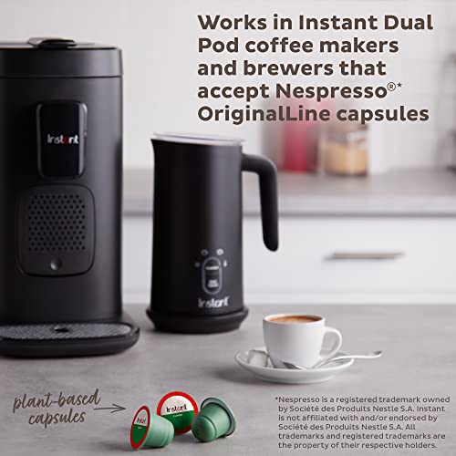 INSTANT COMPOSTABLE ESPRESSO CAPSULES, LUNGO MEDIUM ROAST, 10 PLANT-BASED CAPSULES, FROM THE MAKERS OF INSTANT POT, ECO-FRIENDLY, 100% ORGANIC, ARABICA CAPSULES WITH COMPOSTABLE FRESHNESS BAG