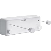 Danpoo Retractable Clothesline, 2x13.8ft Stainless Steel Clothes Line for Indoors/Outdoors, Wall-Mounted Laundry Drying with Auto-Lock, Heavy Duty(White)