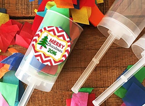 Set of 6 - Merry Christmas - Happy Holidays - Confetti Push Pop Kit - Christmas Party Favors - Confetti Poppers - Fun Surprise