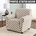 Home Fashion Designs Printed Twill Arm Chair Slipcover. One Piece Stretch Chair Cover. Strapless Arm Chair Cover for Living Room. Brenna Collection Slipcover. (Chair, Beige)