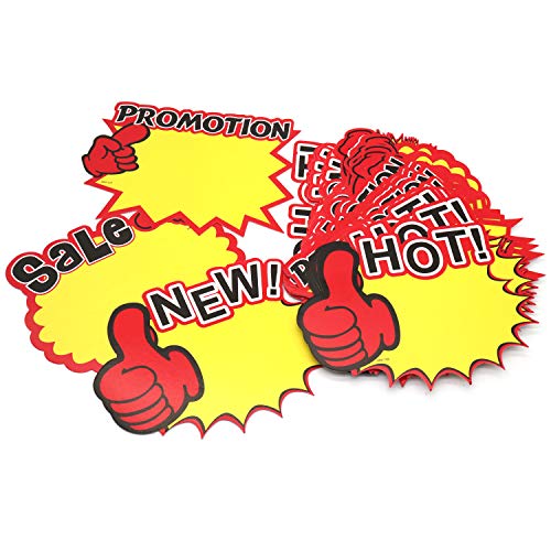 Omitfu 7 Inch x 5.5 Inch Starburst Sign Cards Price Burst Signs Retail Display Sales Tags Blank 40 Pcs Cards