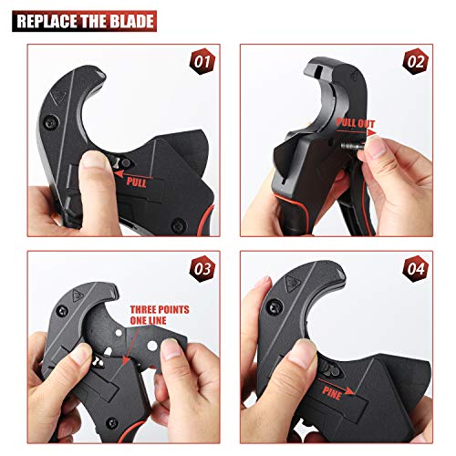 GETUHAND Ratchet-type PVC Pipe Cutters, 1/8-inch to 2-1/2-inch Hose Cutter Tool, One-hand Fast PEX Pipe Cutter for Cutting PEX, PVC, and PPR Plastic Hoses and Plumbing Pipes