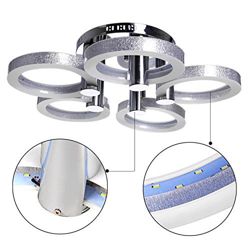 Benlet Modern Style LED Acrylic Chandeliers Ceiling Light Lamp Living Room, Hallway Pendant Lamp with 5 Lights, Cool White Light(US Stock)
