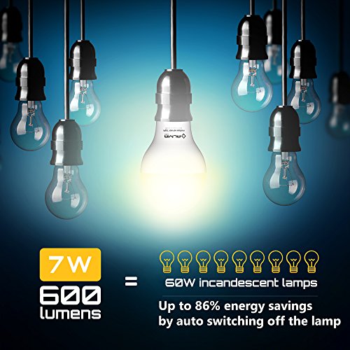 Motion Sensor Light Bulb 7W - Motion Activated LED Light Bulbs with Dusk to Dawn Motion Detector for Outdoor Indoor Front Door Porch Garage Hallway Stairs Wall Lighting - E26 Socket 6000K COOL White