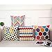 WOMHOPE 4 Pack Colorful Geometric Throw Pillow Covers Pillow Cases Cushion Cases Decorative Burlap Toss Throw Pillow Covers 18 x 18 Inch for Living Room,Couch and Bed (C (Set of 4))