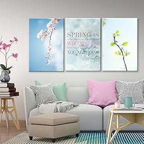 3 Panel Cherry Blossom in Spring and Inspirational...