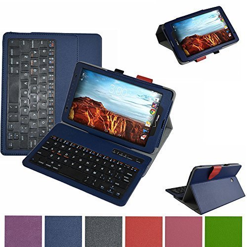 Mama Mouth Bluetooth Keyboard case--Coustom Design Slim Stand PU Leather Case Cover With Romovable Bluetooth Keyboard For 8" Verizon Ellipsis 8 4G LTE / Ellipsis Kids QTAQZ3KID Tablet, Blue