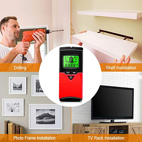 Joypea Stud Finder Wall Scanner,4 in 1 Multi Scanning Wall Sensor with Digital LCD Display Sound Warning for Studs/Wood/Metal/Live AC Wires Detection，Level Angle Detection - Thumbnail 5