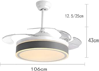 Rxun Simple Led Retractable Ceiling Fan Light Dimmable Living