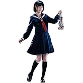 KIRA KIRA Anime Cosplay Costume School JK Uniform Dress Tops Skirt Bow Tie Socks Blue JK Outfits Halloween Costume Plus Size