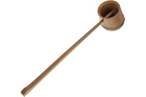 FAVOMOTO Long Handle Water Ladle Scoop Small Carbonized Wood Tea Serving Spoon for Kitchen and Garden