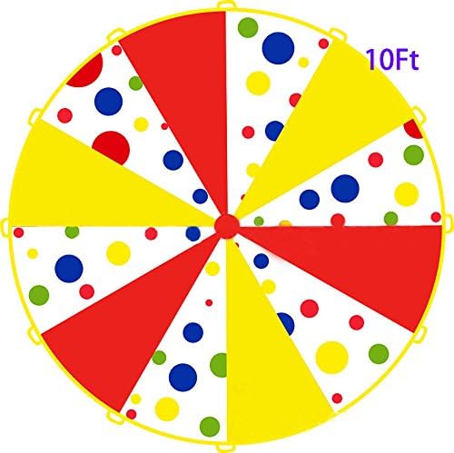 Kids Parachute Game, HUICHUNAG Sports Parachute Indoor&amp;Outdoor 10' Feet Polka Dot Parachute with 12 Handles(10 feet, Polka Dot)