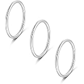CANDYFANCY 925 Sterling Silver 1.2mm Stacking Midi Thin Rings Thumb Pinky Ring Stack Knuckle Rings for Women Band Ring Size 2.5-8.5
