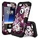 Hocase iPhone SE 2016 Case, iPhone 5s Case,Heavy Duty Shockproof Hard Plastic+Silicone Rubber Bumper Dual Layer Full-Body Protective Case for iPhone SE 1st Generation/5s/5 - Royal Purple Flowers