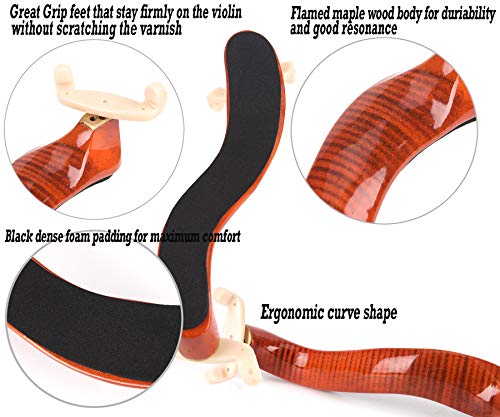 image for Buytra Maple Wood Violin Shoulder Rest for 3/4 and 4/4 Violins with He