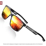 ROCKNIGHT Polarized UV Protection Men's Sunglasses Wayfarer Full Frame Red Lens Sunglasses Mirror Outdoor Fashion Style
